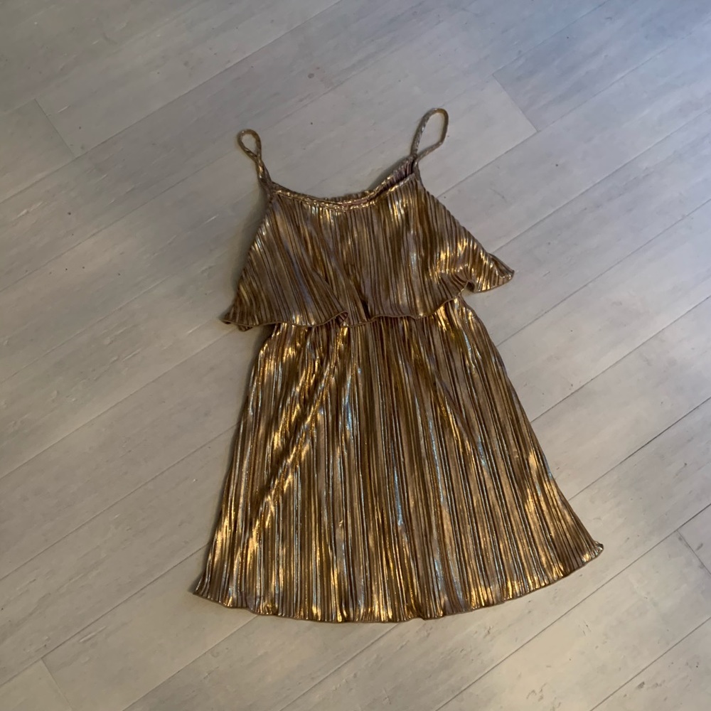 Gold mini dress by Romeo and Juliette Couture